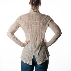 Lucky Brand Womens Linen Blend Hi-Low Turtleneck T